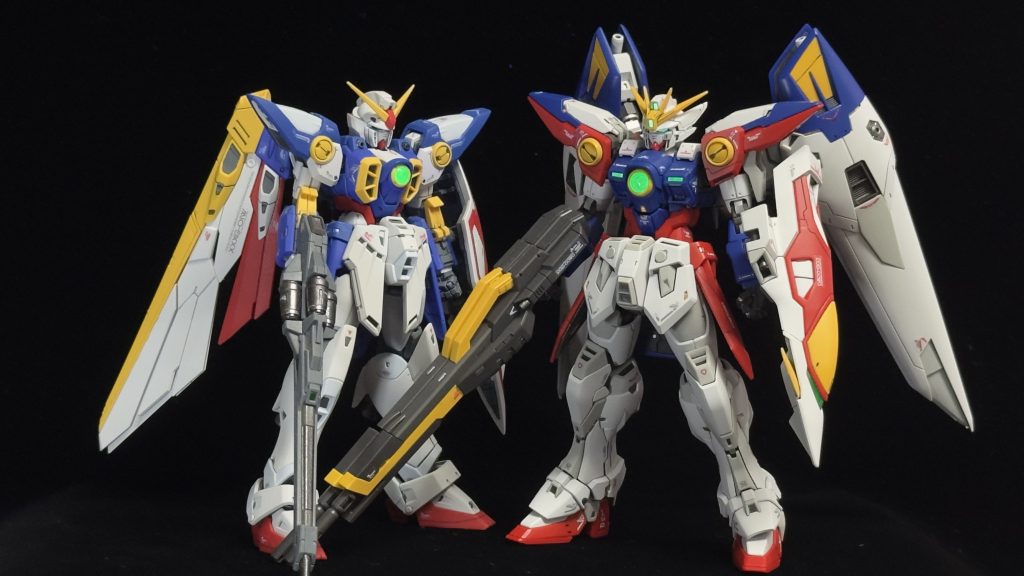 RGウイングとこちらのRGウイングも白以外塗装したものです。(RGゼロEWも買った記憶はあるのですがどこに行ったのか...)どちらも主人公機なのに主人公の乗ってる時間が短い機体なんですよね。ゼロに至っては下手すればサブキャラのトラントが一番長く乗ってた疑惑も...