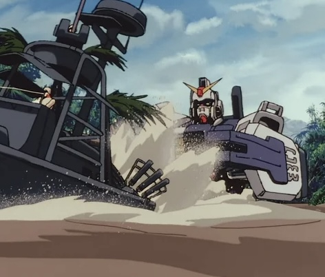 せっかくなので、OPのこのシーンを参考に川から出て陸で待機している間腰から下の汚れが、取れる所は取れたが、別の所で固着して固まってしまったイメージでやりました