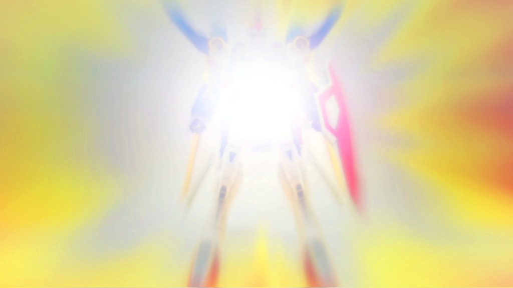ウイングガンダムは光に包まれる