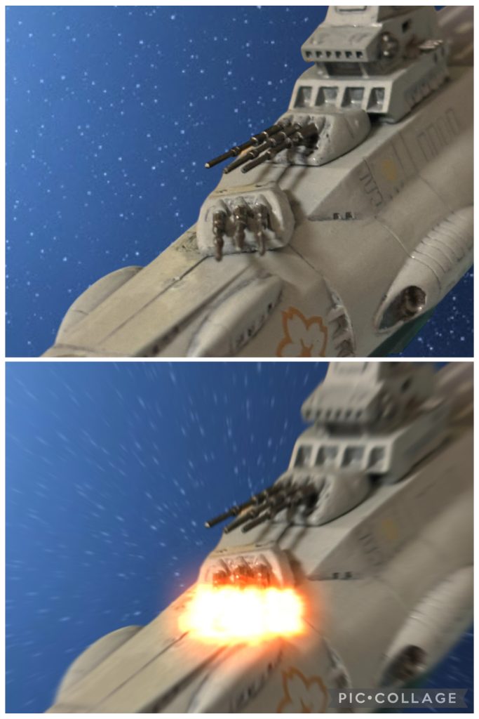 　サクラの主砲がこちらを向く。　いつのまにか、砲身の封印が剝がされている。砲塔付近をふわふわと漂う、白いノーマルスーツが見えた。「貴様ら……！」　やはり、初めからそのつもらだった。艦のあちこちに、伏兵がいたと言うことだ。ここで反乱を起こし、艦を奪うつもりだったのだろう。準備をしていたに違いない。バギーが叫ぶや、主砲が火を吹いた。MSには当たらない。MS戦の黎明期から、艦砲射撃は大味すぎてMSにはまず当たらないと言うのが常識だった。だが、バギーの小隊３機は咄嗟に散開して火砲をかわした。　おそらく艦内はもう制圧されている。　だが、MSは積んでいない。ヤツらの予備機は、先日の襲撃騒ぎで全て失われているし、１キャバルリーは先に別の船で運び込んである。こうなったときに、敵にMSがいなければ、制圧はたやすい。MSからすれば、戦艦など巨大な的だ。ましてや、こんな旧式の試作艦など、取るに足らない。「警告はしたぞ、ラッキー・ブライトマン！あの世で部下に詫びるが良い！」今度こそ、ブリッジを吹き飛ばすつもりで、銃口を向けた。『させると思うか——？』　通信機に、聞き覚えのある、不快な声が入った。　同時に、数条のビームが機体の傍を走る。バギーら、シュトゥルム・ザック隊は、再び散開せざるを得なかった。