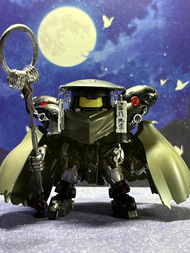 ビルゴを時代劇(？)によく見るタイプの胡散臭い怪僧にしてみました量産型でありながら作中でガンダムパイロット達を追い詰める描写もあり、便利な立ち位置に使えそうなイメージがあったので悪側の便利キャラにしてみました