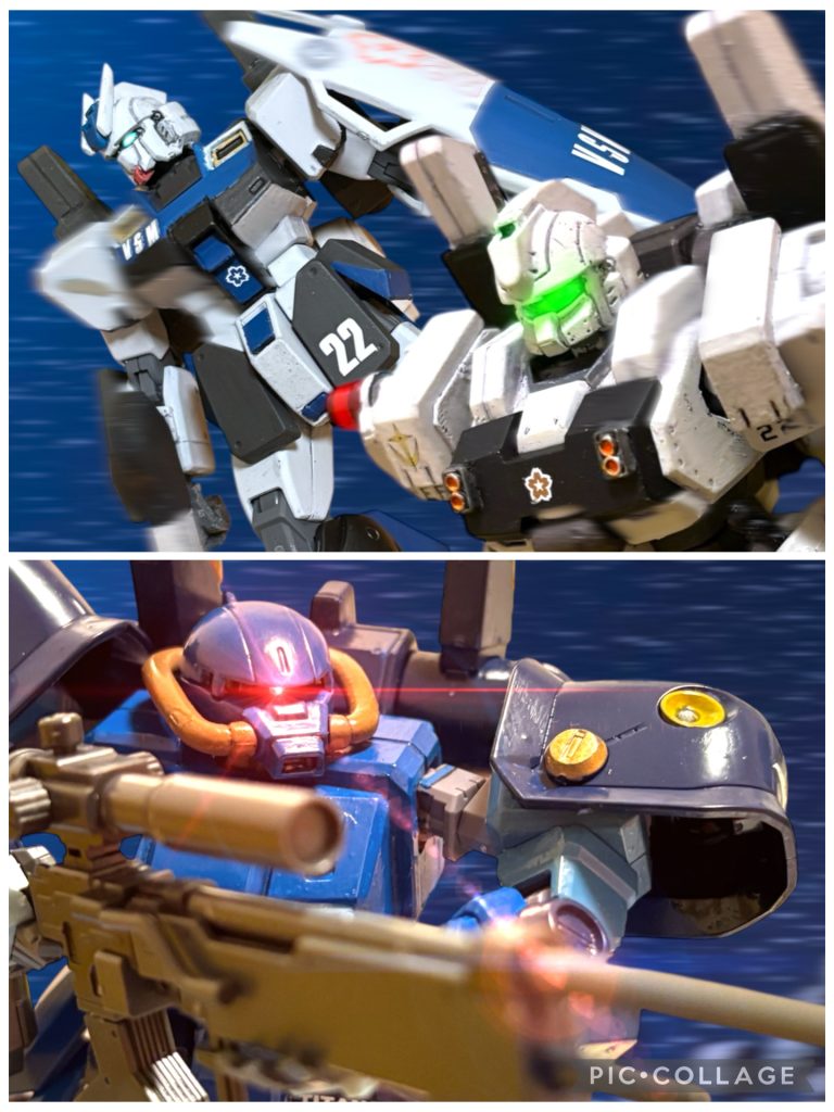 (馬鹿な人——。) ミヤギは、離れた宙域から、自分に弱々しい敵意を向けるその気配を感じ取っていた。模擬戦でやり合った、ティターンズの少佐だろう。また、狙撃型ライフルでねらっているのか。 おそらく、相手は、自分の手でミヤギを殺すことにこだわっている。どうしてそんなにも憎まれているのか、一切心当たりはないが、どうしても同じ土俵でねじ伏せたいらしい。だが——己惚れるつもりはないが——模擬戦で相対したときに、確信した。MS戦で彼に敗れ、ひれ伏す自分は、想像できない。「先に、ティターンズを叩きましょう。」ミヤギは、カイル・ルーカスに通信を送ると、敵意を放ってくる方向へ機体を旋回させた。『作戦は!?』「ヘントとアンナ少尉なら大丈夫。それより、マゼランを沈黙させなければ。」エゥーゴからの増援が、マゼランを叩くと聞いていたが、まだ来ている様子がない。