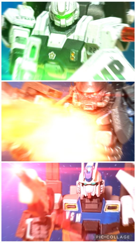 『舐めているのか、貴様ら！！』　激昂するのは、バギー・ブッシュだ。「うるさい！」『邪魔だ！』『何っ……！』これまでの奮戦もあっけなく、バギーの機体は火を吹いて爆散した。同時に、