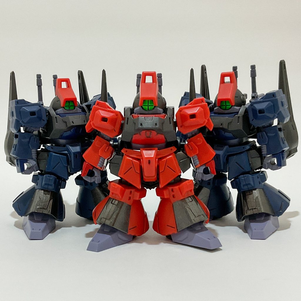 同時に発売されている一般機と合わせてグリプス潜入作戦小隊を再現しました。きょうびHGやMGでこの編成を実現させるのは大変ですがモビジョならお手軽です。費用もアップデート版のHGディアス1個分とほぼ変わりません。