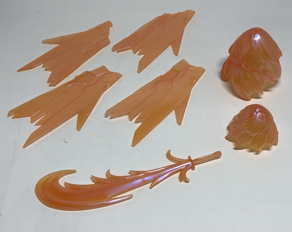 最後にエフェクトパーツ類。先に発売されました「HGBFT カミキバーニングガンダム」のリデコキットです。ランナーの都合上アンテナ部分以外の差分はすべて入っているので組み替えたりカスタマイズしたりすることができます。片側にのみの紋章が左右対称になり、ウイングパーツが追加されたことで集大成のあるガンプラへと進化していますね〜稼働範囲等は前述のガンプラと同様でかつハンドパーツが豊富にあるなどかなり楽しめます！おすすめ！＊＊＊ビルドダイバーズ(Re RISE)二次小説「陰キャアイドルはGBN〈惑星〉を救いたい。」こちらのつぶやきによる【試し読み】またはpixiv先行にて更新中です〜二次創作にご興味のある方はぜひ〜 