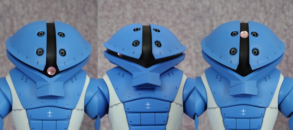 モノアイレールカバーはクリアパーツでしたが、光の反射が気になるので黒く塗りました。モノアイは100均のジュエルシールにマグネットセッターを貼ったものです。レールカバー内側から磁石でくっつけているので簡単に位置を変更できます。