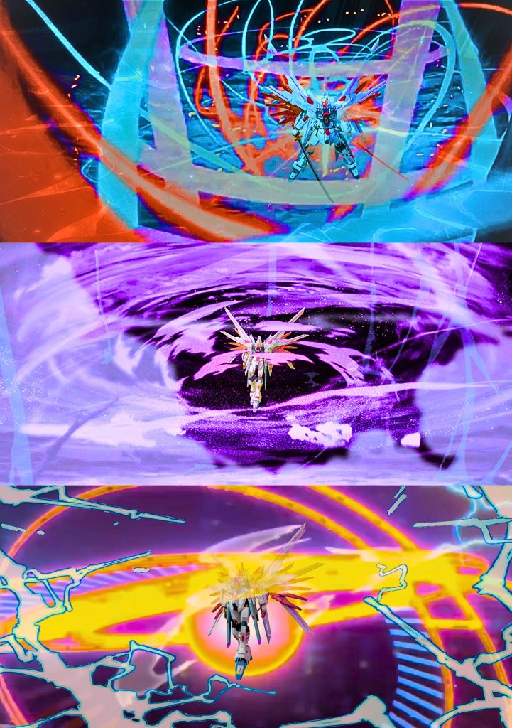 上段、『因果律の楔（くさび）』空間そのものを切り裂く無限の刃です。物質が、そこに存在し続ける因果を断ち切るというようなニューアンスです。  中段、『ディスアピアランス フィールド（Disappearance Field）』直訳すると消失空間、カッコよく言えば『事象収束フィールド』で、フィールド内に存在する物質の存在確率をゼロにし、まるで最初から存在しなかったように消滅させます。  下段、『創世の力、エタナールブレイク（Eternal Break）』因果律に干渉し、多数存在するとされるパラレルワールドから、都合の良い世界線を選択的に、現実として固定します。現実改変に近い攻撃です。    マイフリは『フツノミタマ』という漆黒の実体剣を装備しているのですが、鬼滅の世界線では日輪刀になると思います。ですから『シードの呼吸、終の型、光渦創世（こうかそうせい）、蒼炎の螺旋（そうえんのらせん）』とかがあっても興味深いかなと思いました。  では、次回の投稿も見ていただけると、非常に嬉しいです！