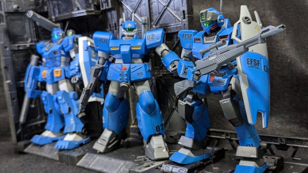 『蒼穹の月』小隊勢ぞろい・・・ではなく、GMフルアーマーは仮です。何に乗り換えるか、そのままなのかまだ考えてないので。 