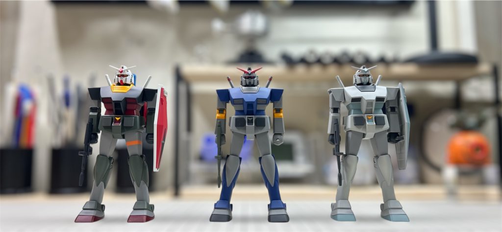 最後に手持ちのベスメカガンダム勢揃いで一枚。以前よりやってみたかったジオングカラーを形に出来て満足しています。ベスメカガンダムは３作目ですが、毎回作り方に発見があり楽しいです。次もジオン系カラーで作りたいです。最後まで読んでいただきありがとうございました！