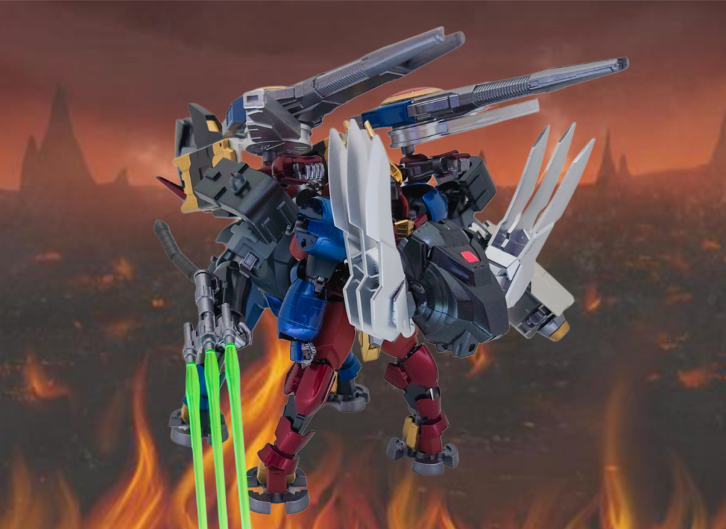 ということで、３騎士が合体した『三騎士合体・グランドベヒモス』でした。この合体形態ありきで３騎士を製作していたのですが、３機のバランスをとるのに苦労しました。でも、自分が納得いく形でまとめられたので良かったです。