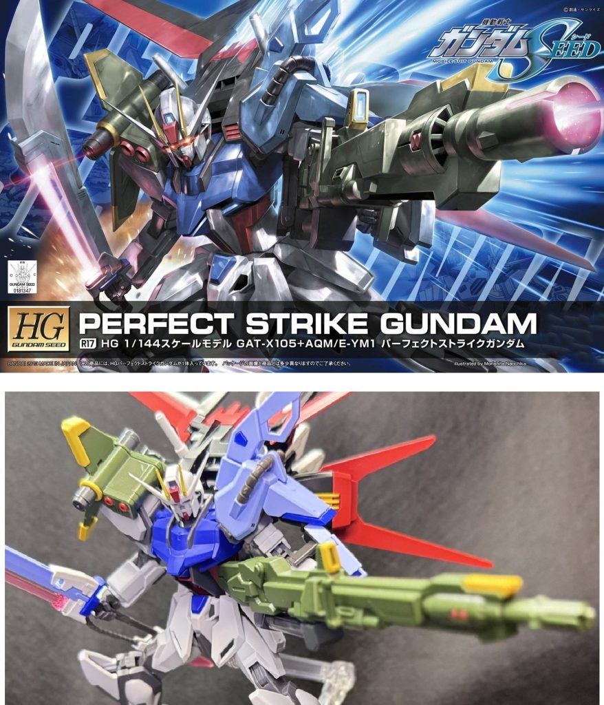 旧キットパーフェクトストライクの箱絵が好きすぎて頑張って再現。ボディの曲げ具合とソードの保持力、首の角度調整が絶妙に難しいんです(zaku-kao9)HGCEストライクでは腰と首の捻りの可動域に限界があって再現できませんでした。