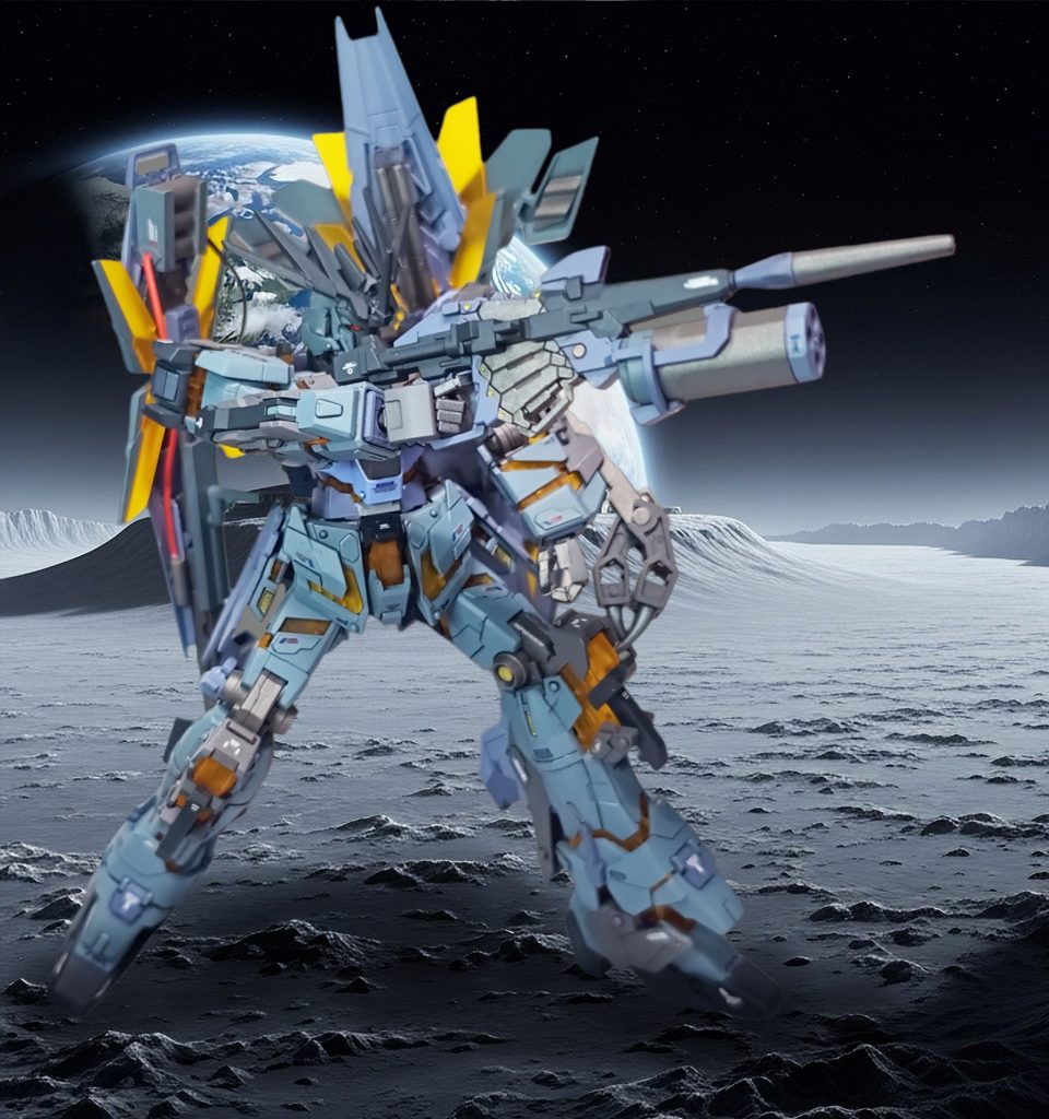 ビームマグナム/リボリング・ランチャーガンオンでは一時的に重宝する武器でした。塗り分けを簡単にするため、ランチャー部分は切り離して再度固定しました。しかし、通常のMSが撃つと腕が壊れるってどんな反動？44マグナムを撃つと肩がはずれると擦り込みされている世代の私としては、容認の範疇😜😜😜