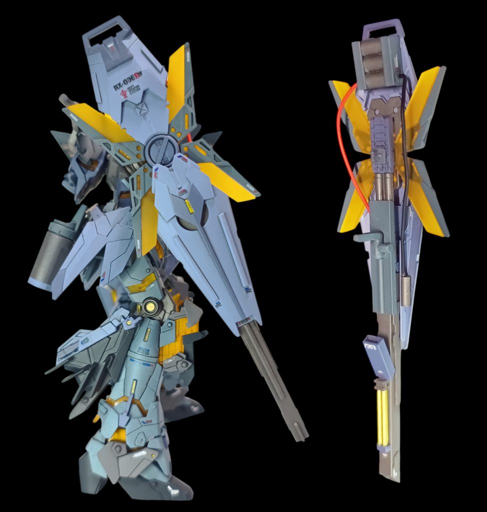 余剰パーツでアームド・アーマーＢＳ改！砲身と放熱用の排気ダクト追加。。3連コンデンサーを追加してエネギー供給。