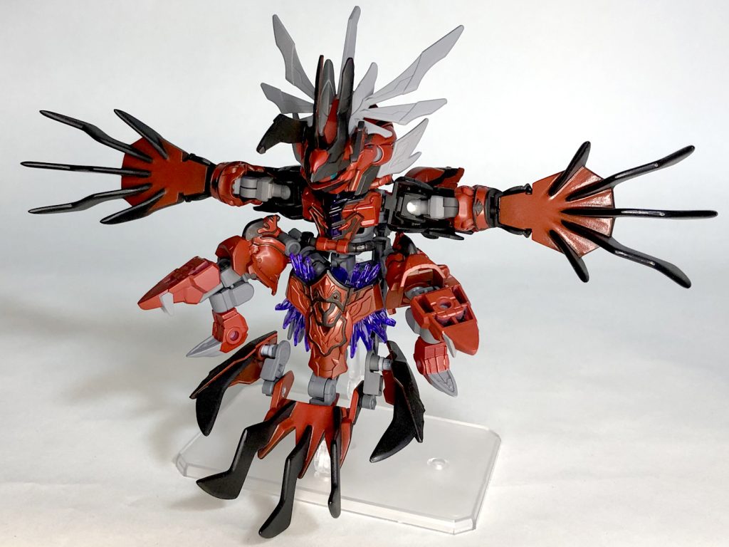 変形「イベルタル」形態！爪部分を腕先に付け替え大きく広げた羽に背面の爪もアームを伸ばしてしっぽとして配置