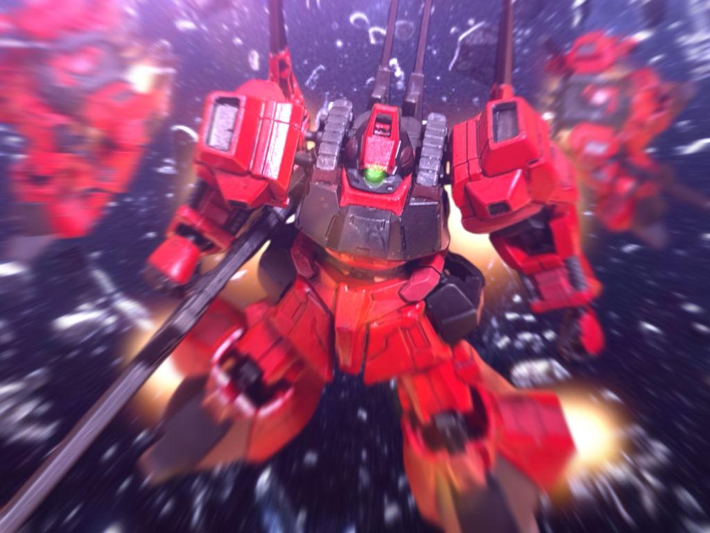 リックディアスGフレームです。HGUCの黒も手に入ったので、赤くします。シュツルムディアスほしい。