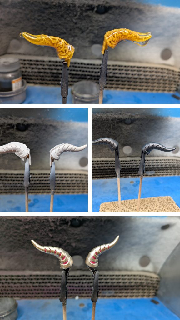 今回は動画で見た「レジンでモールドを複製」に挑戦!写真の真ん中左まではものすごく簡単でしたが そこから穴埋めヤスリの繰り返しでかなり大変でした!完璧ではないけど個人的には👍️