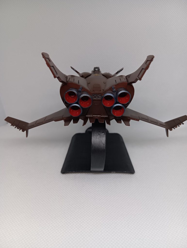 バーニアはコトブキヤのパーツ初めてウェザリングマスターDを使って焼けに挑戦、まあまあかと、20年以上模型から遠ざかっているうちに便利な道具だらけになりました関係ないことですが、昔はみんなポリパテ造形だったのに、今はあまり使われてないみたいですね瞬間接着剤を混ぜて食いつきを良くした思い出