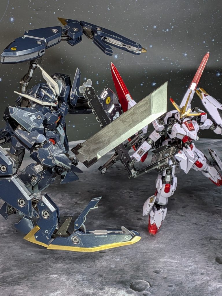 アピールショット6枚目の加工なしバージョン実は鍔迫り合いになってなかったりする…まぁ細かい事は気にすんなって事で(gundam-kao5)