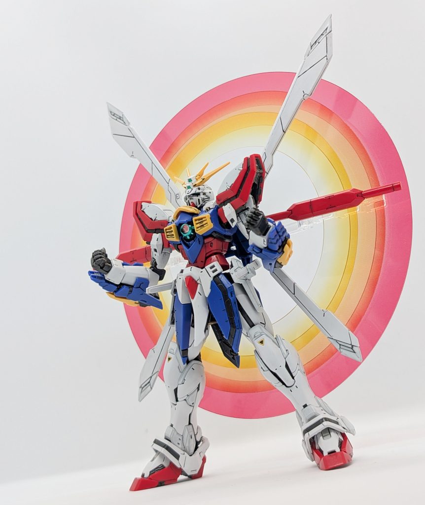 ハイパーモード発動！RG独自の解釈で肩カバーが開きますが、ここはアニメにちなんでそのまま…😅ふくらはぎのカバーは開き忘れましたw