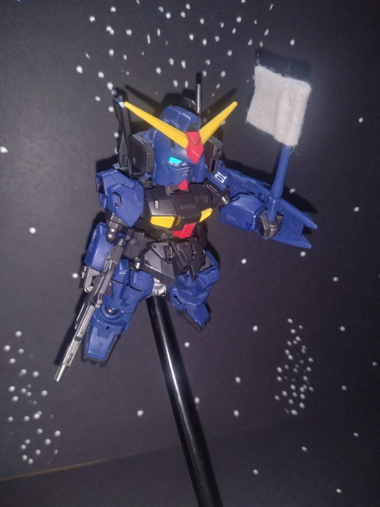 「モビルスーツが白旗ですか？」「一人か、勇敢だな…。」「バスク大佐の信書を持って参りました。」