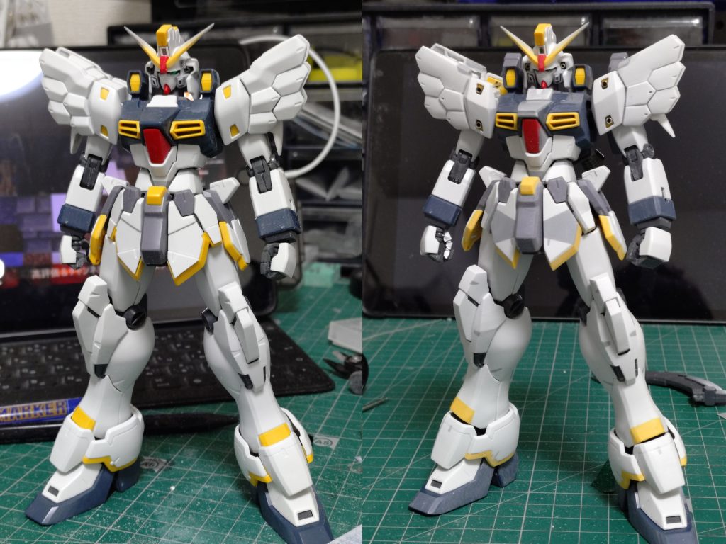 頭部と腰の延長だけしちゃってますが比較。だいぶ印象が変わったと思います。MGサンドロックを組んだ人、持ってる人にこそ違いを感じてほしいです。