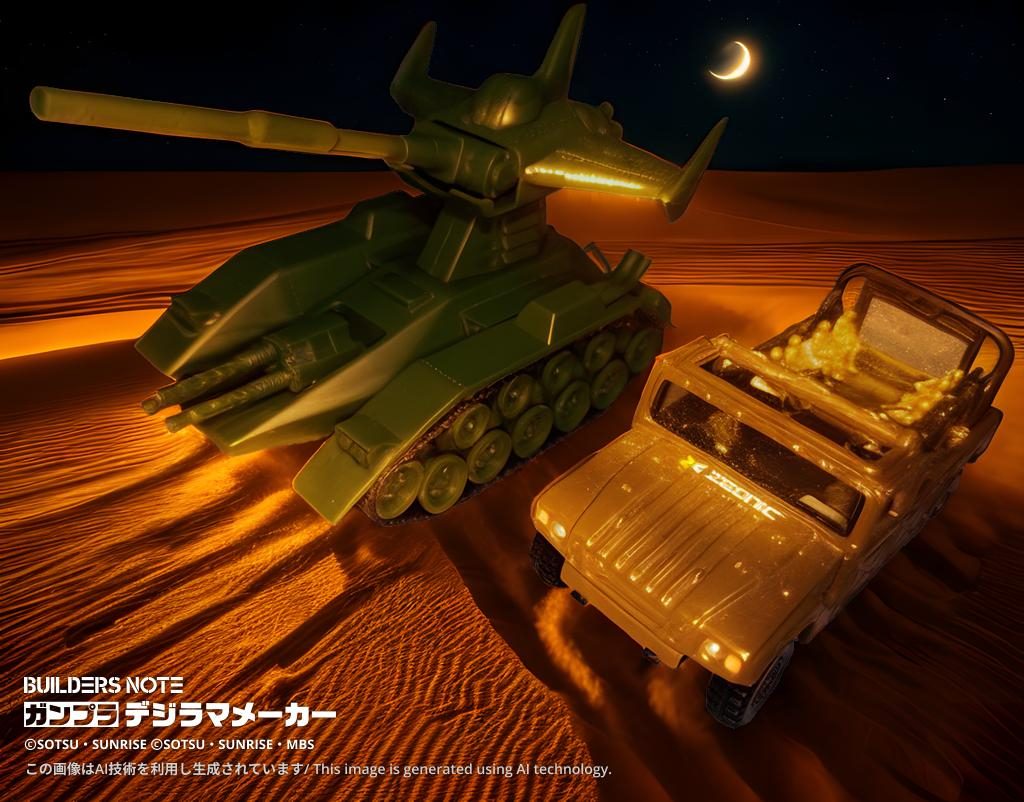 救援を待つマゼラ·アタック一行達の前に友軍車両の灯りが目に入る。ジオン兵「おーーーい、此処だーー!!わりーな大将さん。どうにも履帯の調子が悪くて隊から置いてかれてしまったわぁ」コウ「こっちも遅くなってわりーな!!早速取り掛かるわー、その間に飯と水でも入れときなぁー」月明りが辺りを優しく照らす中、幌を外しフレームと幌の間に挟んでいた真新しい履帯を古い履帯と手際良く交換修理するテン。その様子はさっき迄ゲェゲェ言ってた顔とは違い活気に満ち、にこやかに作業に取り掛かっている。瞬く間に修理を終わらせたテン、Krampus隊の活躍は彼の存在あってこその活躍かもしれない。≡≡≡≡≡≡≡≡&nbsp;&nbsp;&nbsp;