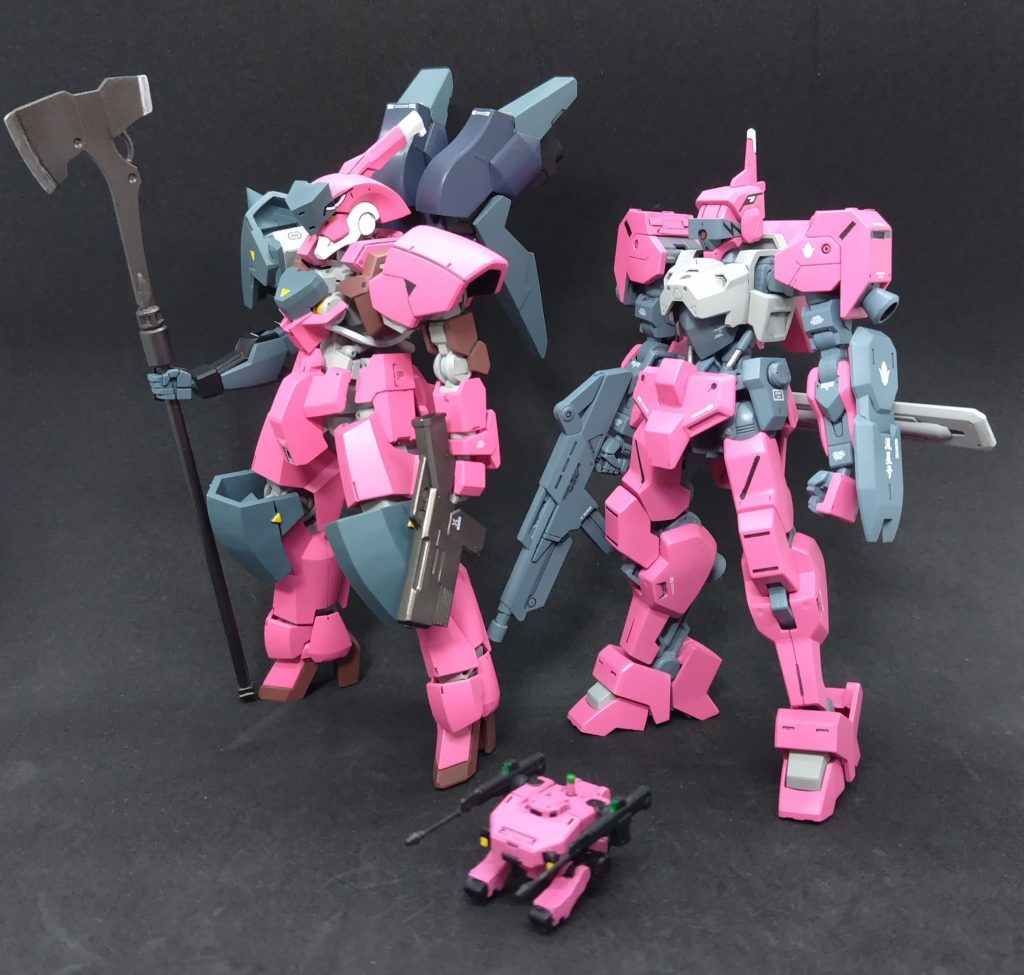 初代（モビルワーカー）二代目（グレイズ改参）三代目（獅電改）あとはフラウロスをまた後日作れたらと思います！