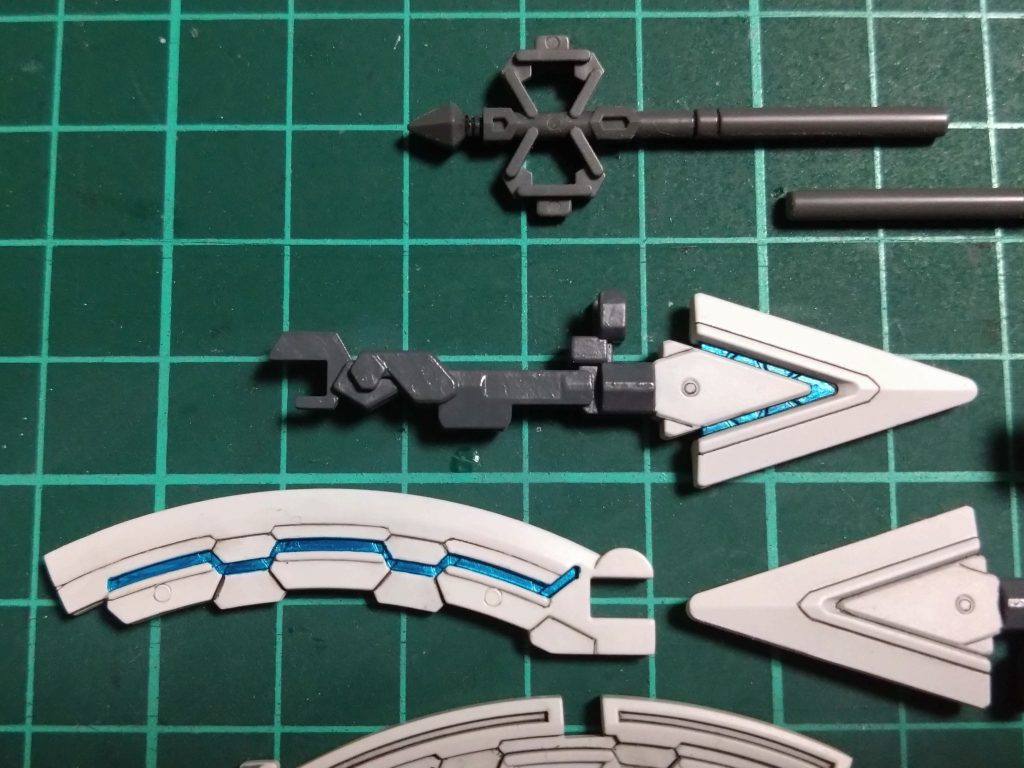 ビームジャベリン展開状態もしっかり塗装。極細筆一発勝負で大変でした。