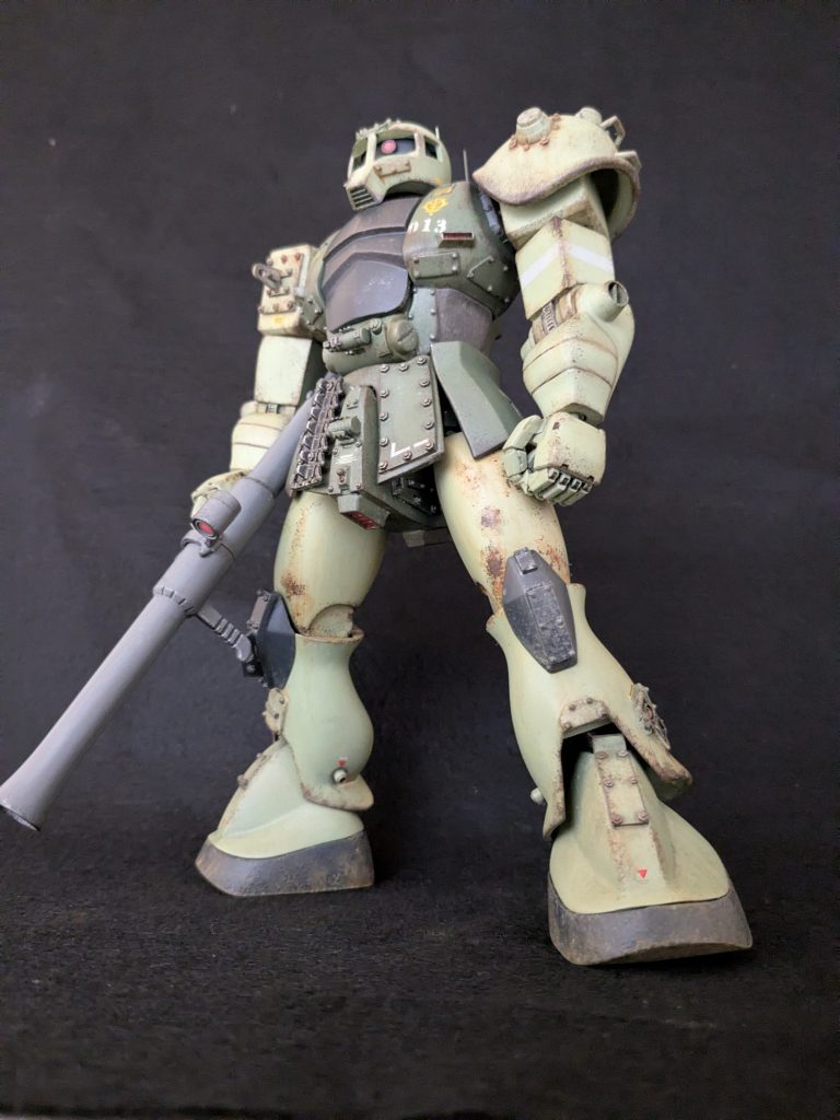 錆の表現はHJのドアンザクのページ見てエナメルのジャーマングレイ＋フラットブラウンでスポンジでトントンして真似ましたが…上手くいかないのでウェザリングカラーのラストオレンジを上から薄く塗装……ムズいっす……