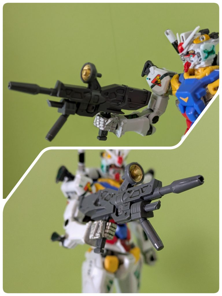 ビームライフルはオリジナルに合わせて下部のパーツを除去。