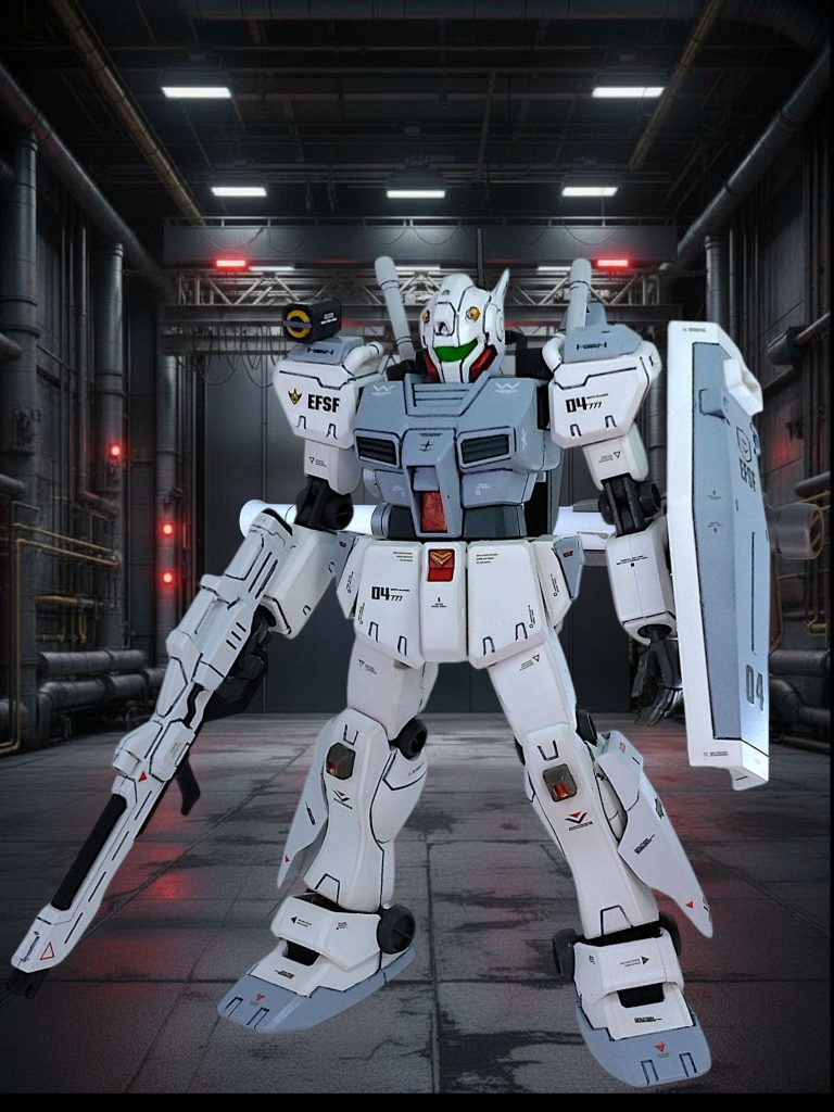 「現地でアレックスのテストをやっているなら当然テストパイロットもいるよね・・・」という妄想も膨らみ、「ハイゴッグと互角に戦えるジム」がテーマに