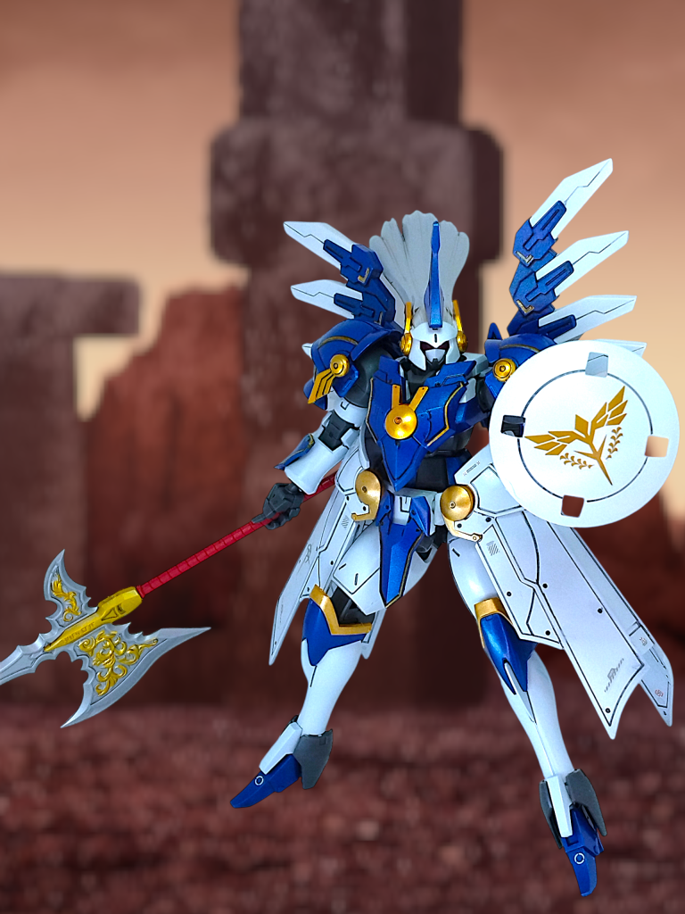 キットに付属のリーオーの盾も活用今回のレオールや、Wコンで使用したヴァイエイト＆メリクリウスなんかもそうですが、ヘッドパーツ外すと「お前、リーオーやったんか！？」ってなります笑