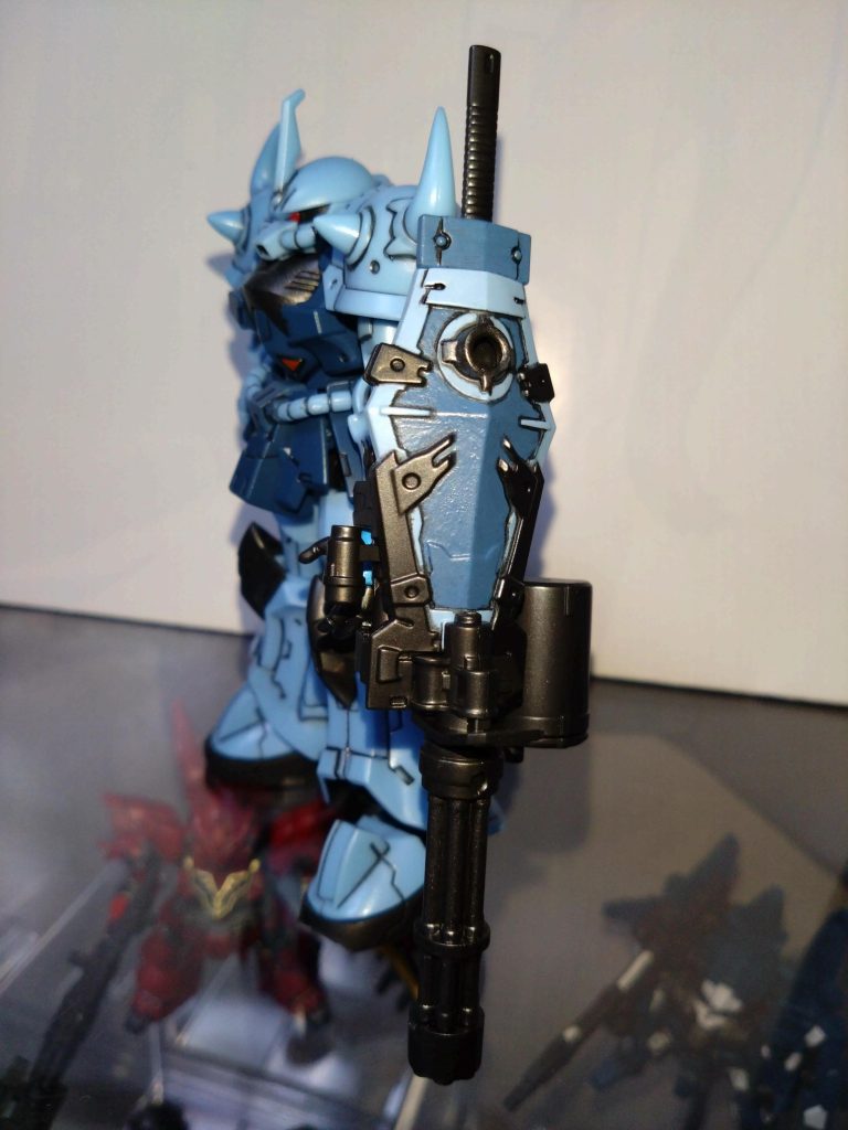 水性ホビーカラーはみず色、ミディアムブルー、黒鉄色、焼鉄色、クリアーオレンジ、メタリックレッド等を使用しました。