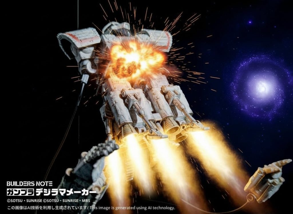 肩と腕の機械部はおゆまる型枠で生成。腕の中にはおゆまるくんが詰まっていて、有線メガ粒子砲(腕部)を射出・収容出来るようになっております(zaku-kao8)Geminiで被弾合成してみましたヽ(ﾟ∀ﾟ)ﾉﾌﾞﾎｯ✨