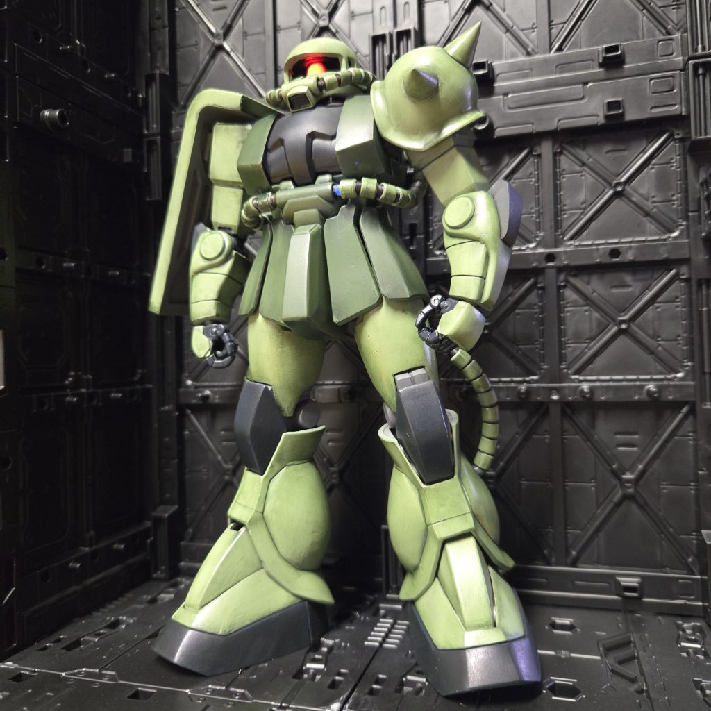 リアルタッチマーカー塗りつぶしからのメラミンスポンジ拭き取りで汚しを入れています。