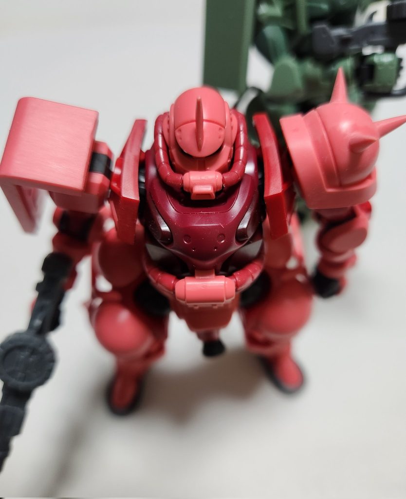 作品名：そしてGQシャアザク<p>出張朝模活の最終日で頑張って一気にパチ組みしました。今回GQザクを二体作って、構造やデザインに感激しました。シャアとデニムの二人が並ぶと、GQuuuuuuX第二話を思い出します。仕事納め頑張って終わらせて、帰ったらゆっく [&hellip;]</p>
