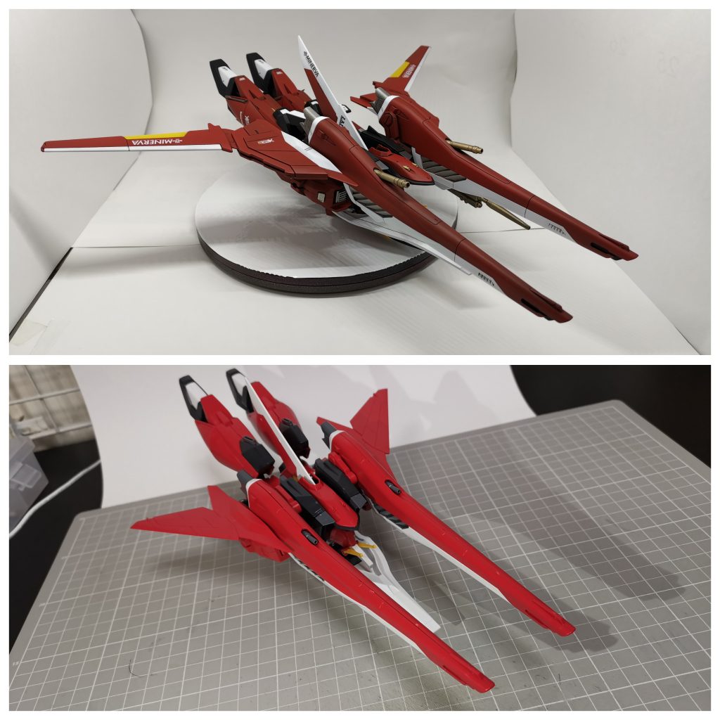 飛行形態時の主翼も小さいのがイヤだったので、大きく長く変更。エールの羽とゼータのバインダーをミキシングして大型化。