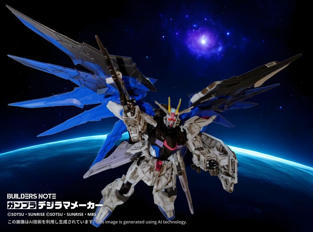 宇宙を翔けるフリーダム!キラ! ムルタ・アズラエルとパトリック・ザラの暴走を止めろ!!宇宙背景だと、ヒーローらしい画になりますね!GフレームFAのデュエルブリッツとライトニングバスター、入手しました 作るのは来年かな?