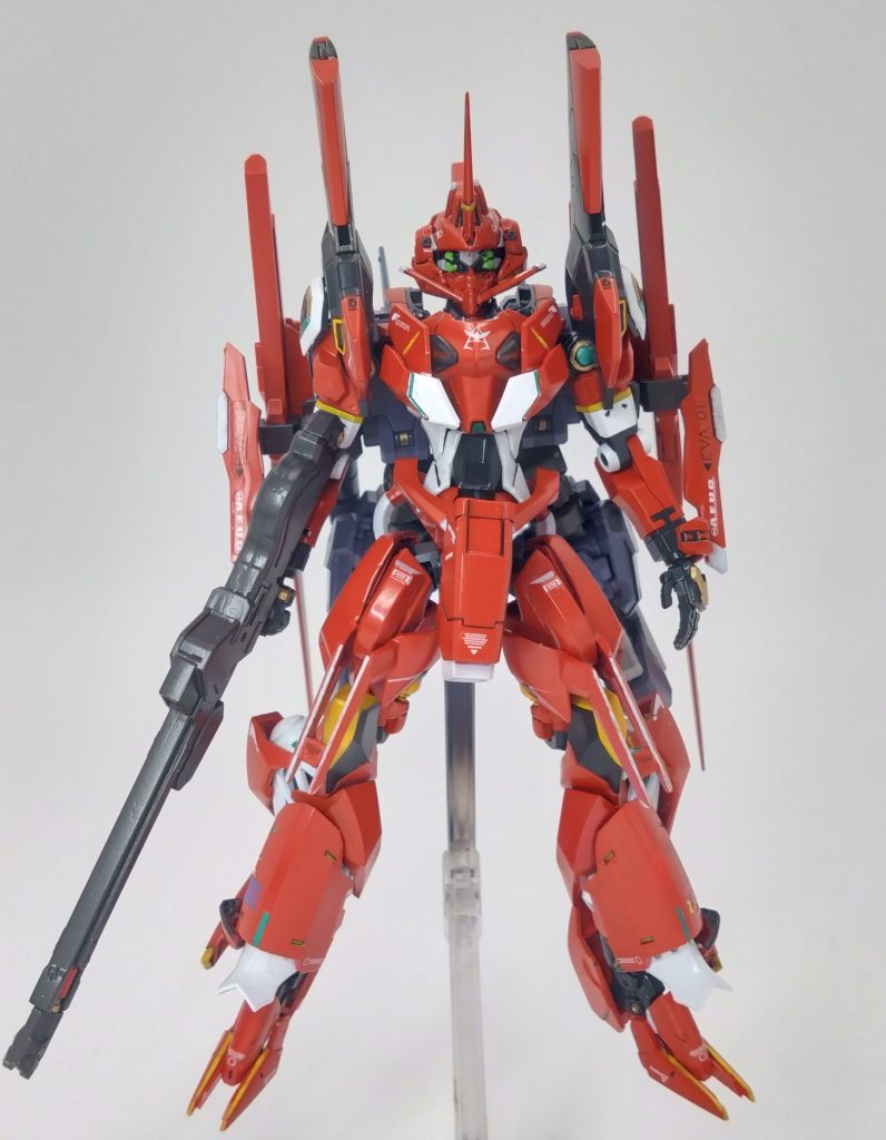 gmsーδ エゥーゴNT用攻撃汎用試作MS δーGEVA『デルタ・ジーバ』 クワトロ・バジーナ機(シャリア・ブル)武装頭部バルカン頸部バルカン専用ロングレンジビームライフルビームサーベル×2腕部サイコプレート×2専用バックパック用後部隠し腕大型ビーム・サーベル×2