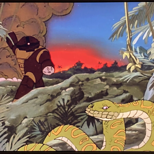 スクエアにクロップされちゃうけど、やろうとしていたのは大河原絵、アッガイさんわーいの例のシーン、これに置き換えてと指定した写真。（2枚目）