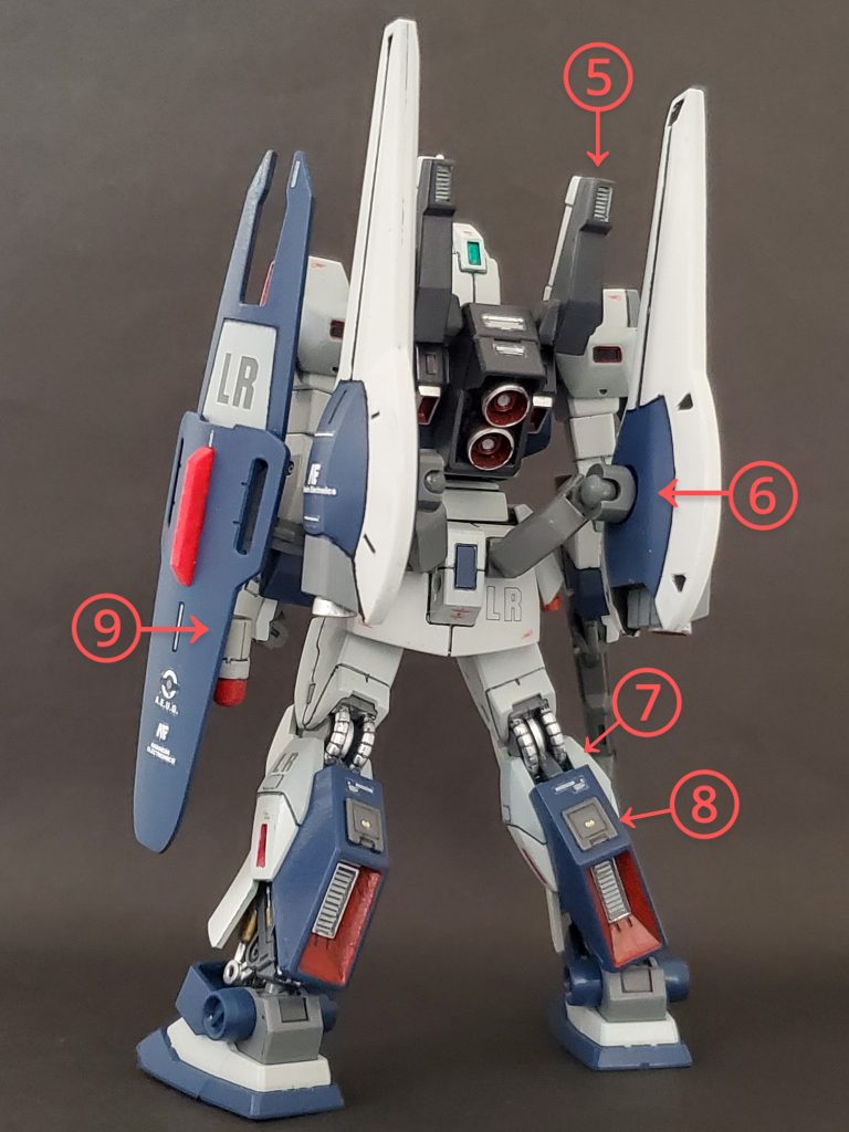 Liaview~✴️⑤バックパック上部にガンダムmkIIのビームサーベル付きのスラスターパーツを装備❕mkIIのランドセル🎒まるごとだと過剰な気がしたので、これだけ付けてます🤭💦⑥ディアスバインダーの連結パーツは、何かのビルド系統の物を使用~😅たぶんビルドガンダムmkIIだと思います😔✨⑦膝裏には本当はパーツが1つ付いているのですが膝関節を曲げた時の可動域🆙のために排除してます🎵⑧お気持ち程度ですが、ディテールアップのためにスラスターのメンテナンスハッチパネルを追加🤭⑨シールド🛡️内側に3連ミサイルを装着しました✨このパーツは恐らくEZ-SRの物かと思います🤔💦また、ロングビームライフルはビルドガンダムmkIIの流用品であります😆💦