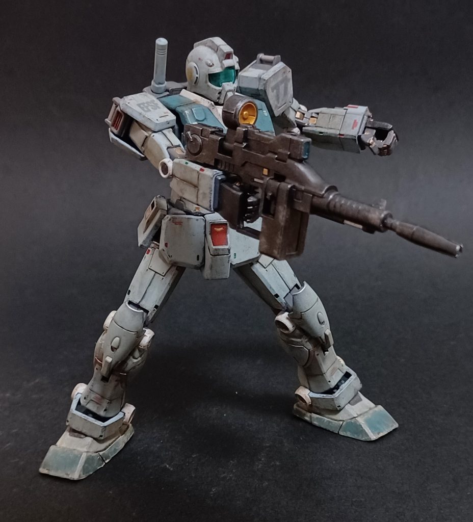 ＨＧ 1/144 ジム (スレッガー搭乗機)・ウェザリングでの受難–5枚目/制作者：@ウソつきカモメ