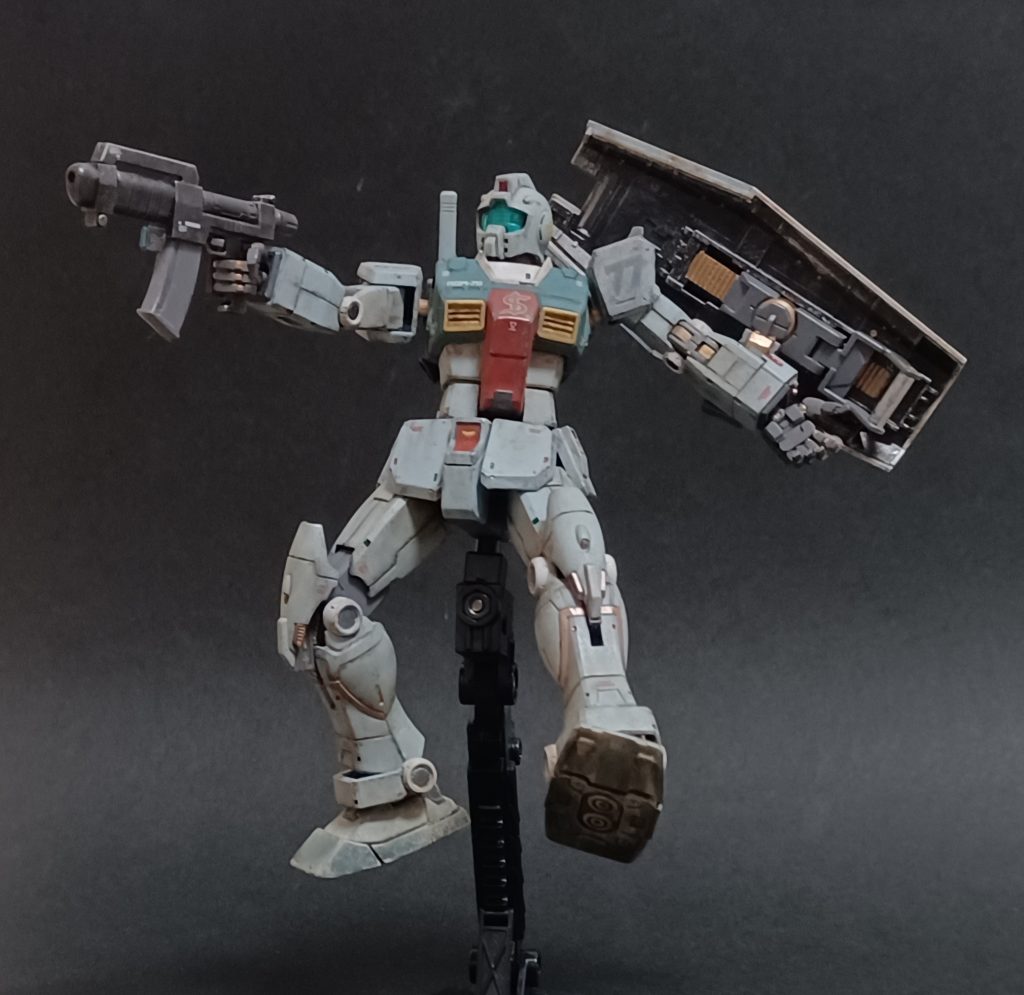 ＨＧ 1/144 ジム (スレッガー搭乗機)・ウェザリングでの受難–4枚目/制作者：@ウソつきカモメ