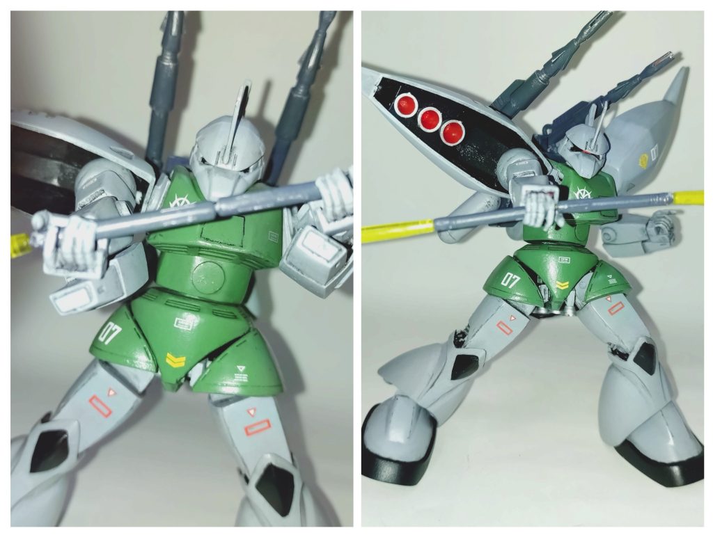 つなげてビームナギナタに!こちらも勿論出来るように取り付け軸を設けました。 …しかしこうして構えてると、ZZと同時期に放映していた某時空戦士が頭をよぎるなあ 笑