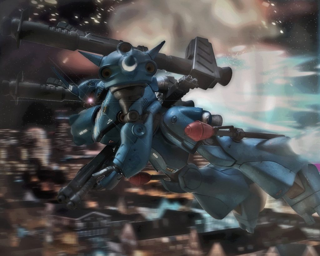 「敵機、こちらに向かっていますっ!」別の僚機から無線が入ると、夜の闇に紛れた蒼いMSが流星のように噴射剤の尾を引く。「メディカルセンターを狙っているようだな」「奴は新型のMSを知っているという事ですか？」「それは分からん…、だが敵は単機でこんな無茶をしている。手強いぞ」敵のMSはリーア軍の対空攻撃をすり抜けながら、その手を緩めなかった。「リーアの素人共めっ！まだ民間人がいるだろうにっ!?」