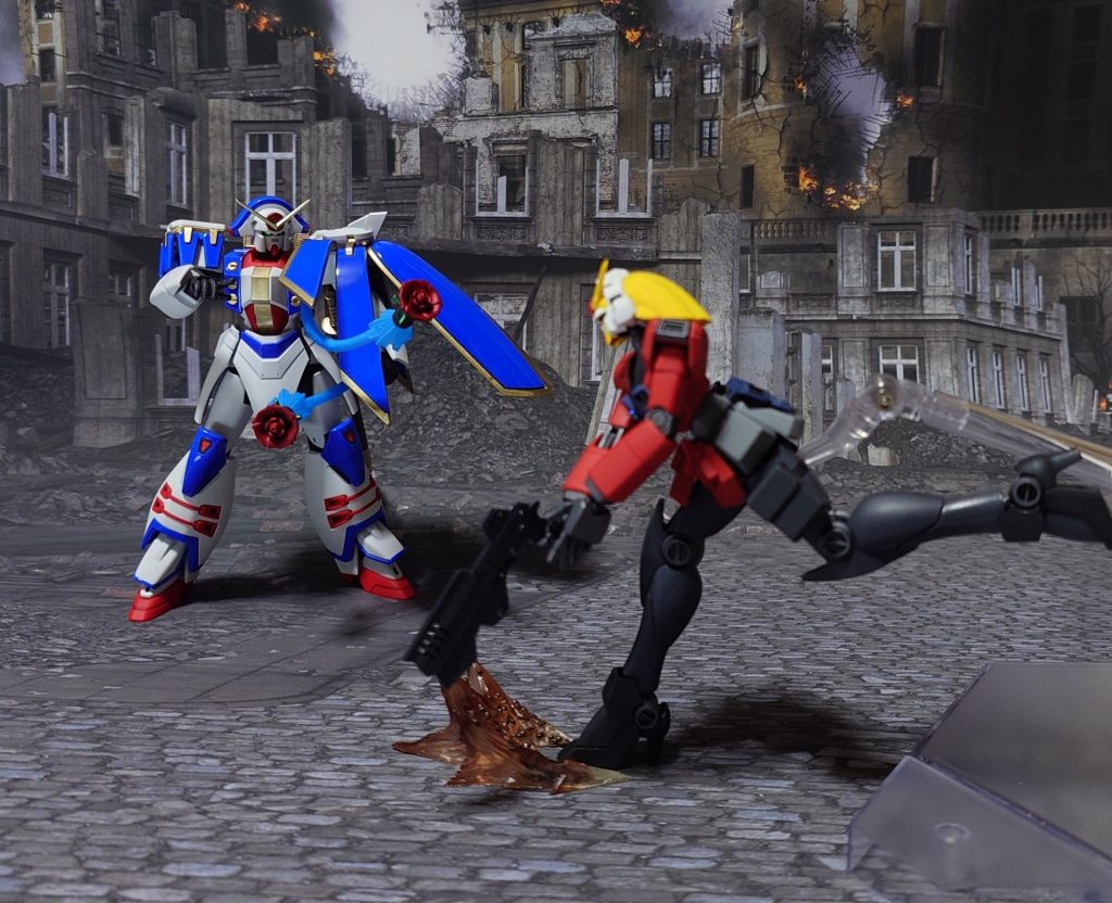 ネオフランス代表・“ガンダムローズ”とのガンダムファイトをシミュレーション。機動力でビットを躱せ！