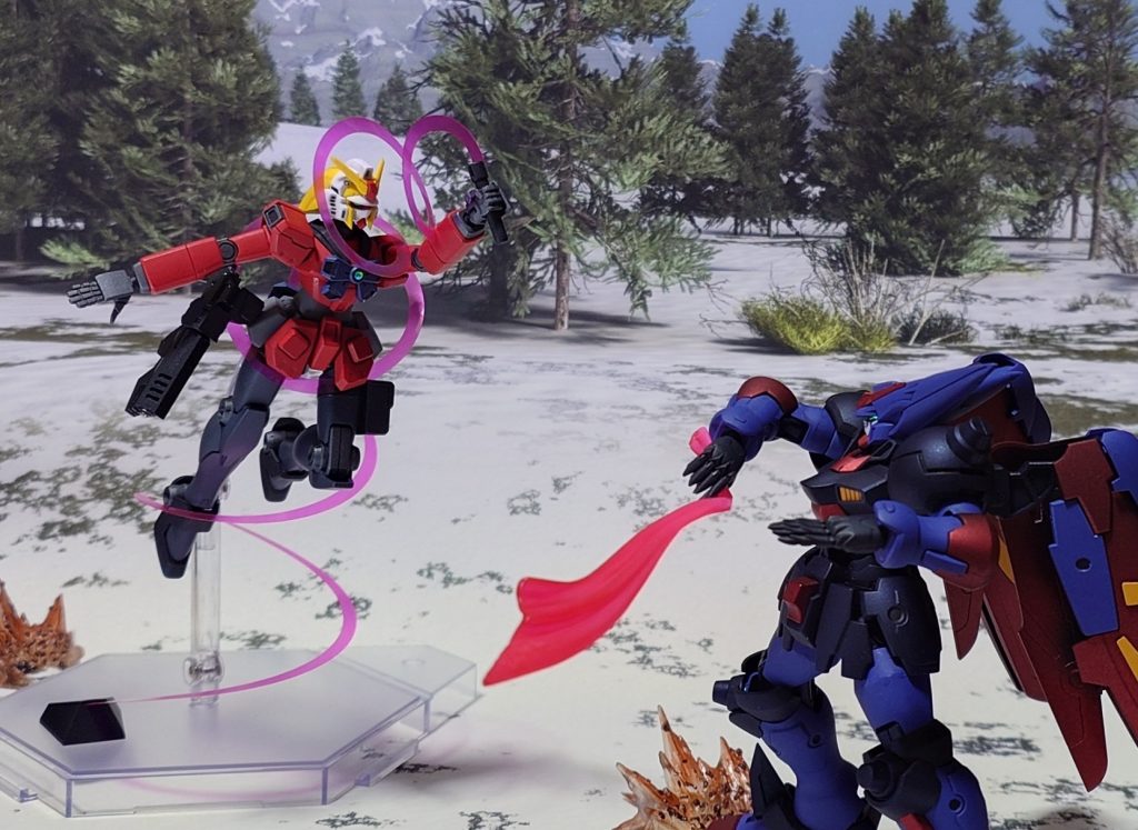 ネオホンコン代表・“マスターガンダム”とのガンダムファイトをシミュレーション。ビームクロス対ビームリボン！