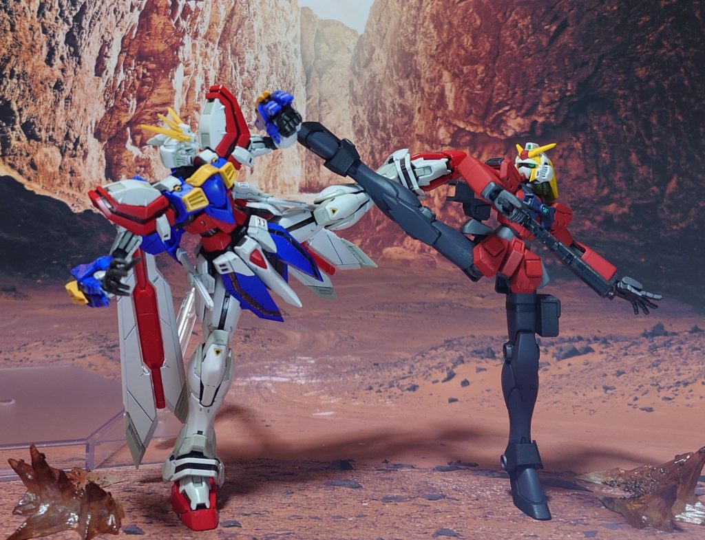 第13回ガンダムファイトの優勝国、ネオジャパン代表の“ゴッドガンダム”とのガンダムファイトをシミュレーション。流派東方不敗の格闘術を超えろ！