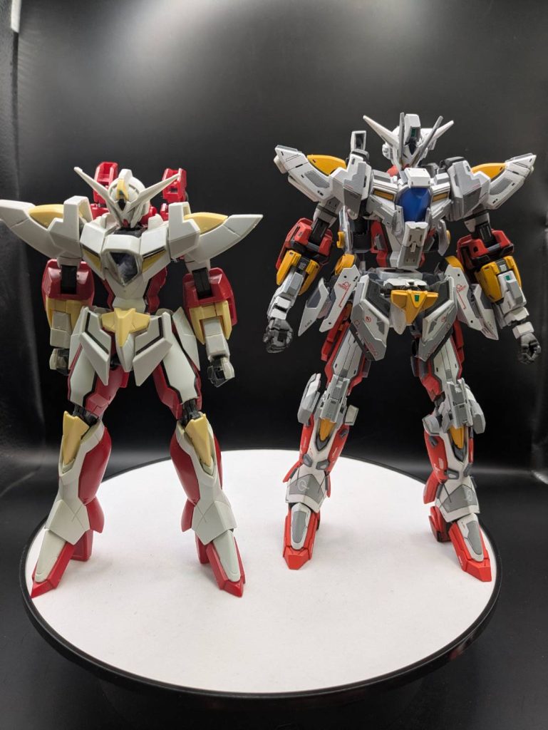 足、腰、肩、腕、すべての部位を延長させたので、元のHGより少し大きくなってます