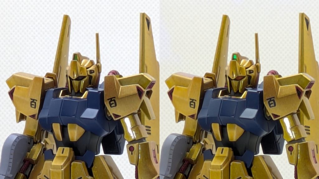 あと今回はメインカメラとバイザー部分をブラックライトで光るようにしました。特にバイザーは黒いまま赤く光るように調整してます。